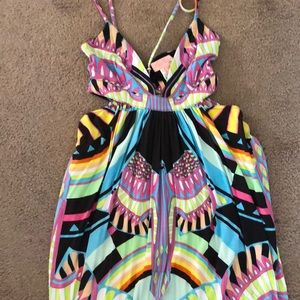 Bright colored Multi print maxi dress